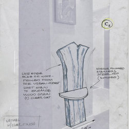 PRADD's Wall Mounted Live-Edge Slab Console w/Stainless Shelf - Products