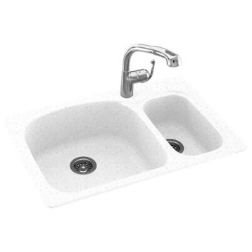 Swan 33x22x9 Solid Surface Kitchen Sink, 1-Hole, Arctic Granite