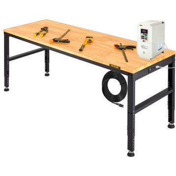 VEVOR Adjustable Height Workbench 61"L x 20"W Table With Power Outlets