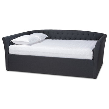 Modern Dark Grey Fabric Upholstered Full Size Daybed