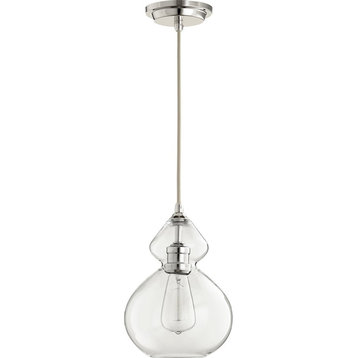 Quorum Clear Filament Pendant in Polished Nickel /Clear