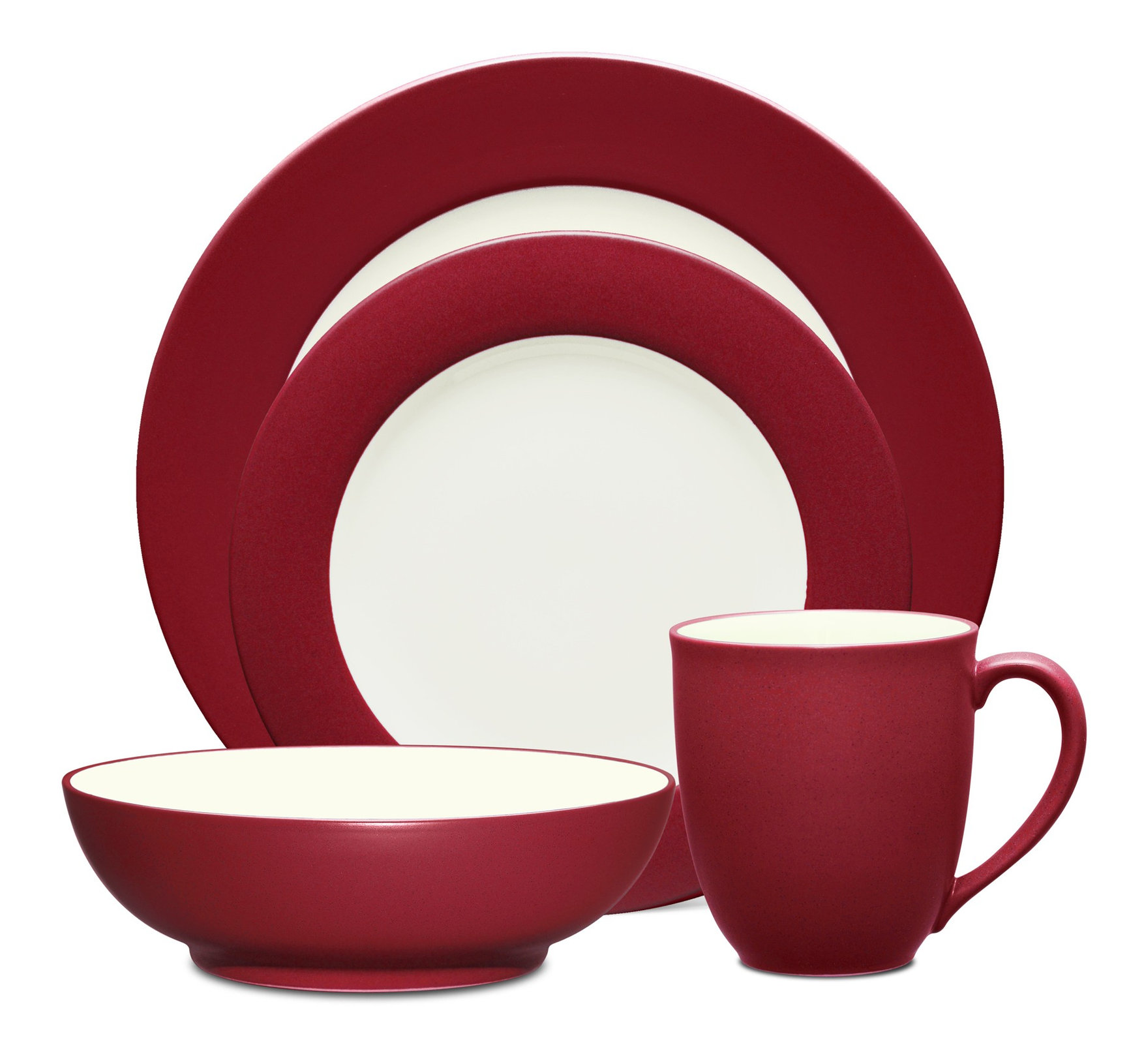 Noritake Colorwave Raspberry Rim 32Pc Dinnerware Set, Service for 8 ...