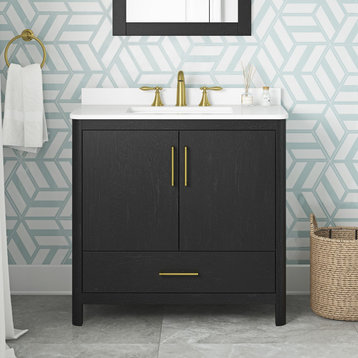 REN Selections Dario Freestanding Bathroom Vanity, Single Sink, Ebony Wood, 36"