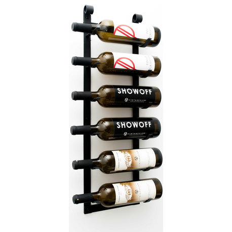 VintageView Le Rustique Wall Mounted Metal Wine Rack, Matte Black, 6 Bottles