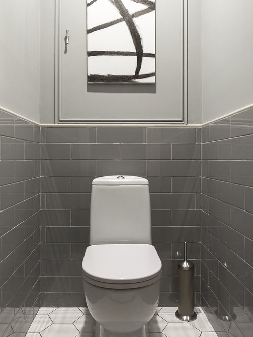 75 Cloakroom with Metro Tiles Design Ideas Stylish Cloakroom with