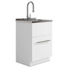 Metro 24" Laundry Cabinet With Faucet and Stainless Steel Sink, White