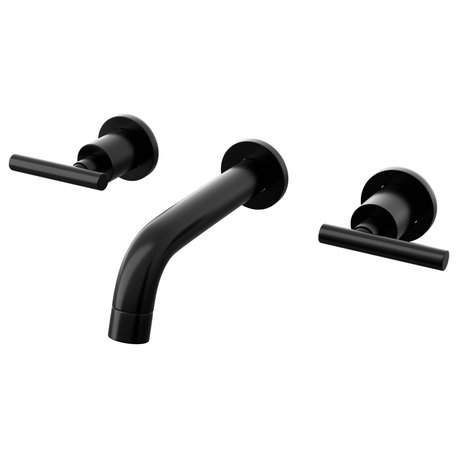 Novatto NBF-W04 Kennedy Two Handle Wall Mount Bathroom Faucet Series, Matte Black