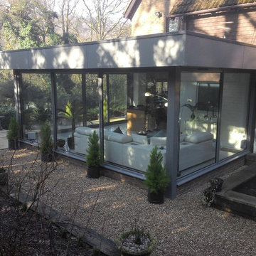 Aluminium Contemporary Orangery with new kitchen