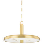 Hudson Valley Lighting - Reynolds 1 Light Pendant, Aged Brass, 21" - Sleek and sophisticated, this modern take on a dome pendant light features an alabaster lens underneath a smooth, elegant Aged Brass shade. This streamlined design is just as chic alone as it is in multiples.