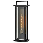 Hinkley - Hinkley Langston Tall Outdoor Wall Mount Lantern, Black + Burnished Bronze - Sleek but stately, Langston demands attention with its bold silhouette in Black with a gleaming Burnished Bronze reflector. Available as an over-scaled option, Langston delivers a stunning light beam spread thanks to its extra-large panes of clear glass.