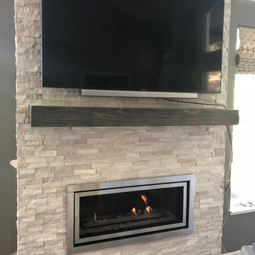 Stacked Stone Fireplace