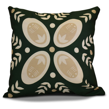 Decorative Holiday Pillow Geometric Print, Dark Green, 20"x20"