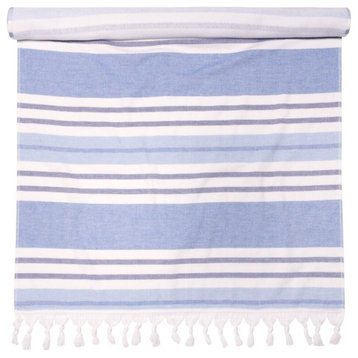 100% Egyptian Cotton Striped Pool Beach Towel, Racer Striped, Royal Blue