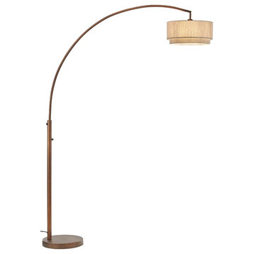 Artiva USA ElenaII 82" LED Arched Floor Lamp Double Shade Dimmer, Antique Bronze