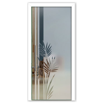 Pocket Glass Sliding Door with Frosted Desing, 24"x84, T-Handle Bar, Full-Private