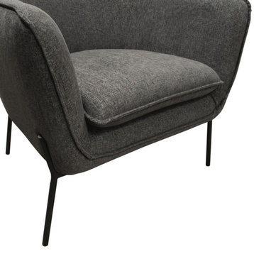 Status Accent Chair in Grey Fabric with Metal Leg