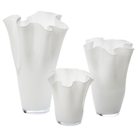 White Ruffle Vase, Large