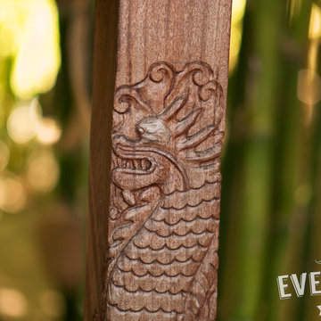 Hand-carved Japanese Dragon Made of Ipe Wood