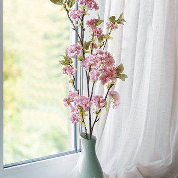 Serene Spaces Living Pack of 12 Faux Pink Cherry Blossom Branches, 50" Tall