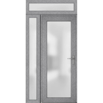 Front Exterior Prehung Door Frosted Glass / Manux 8102 Grey / 50 x 96" Left In