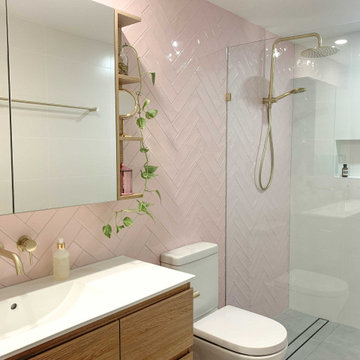 Pink Bathroom & Laundry Nook
