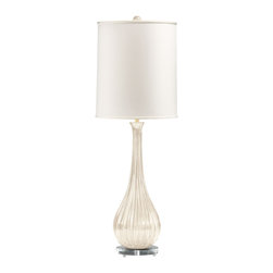 Inviting Home Inc. - Venetian Glass Table Lamp, White and Gold - Table Lamps