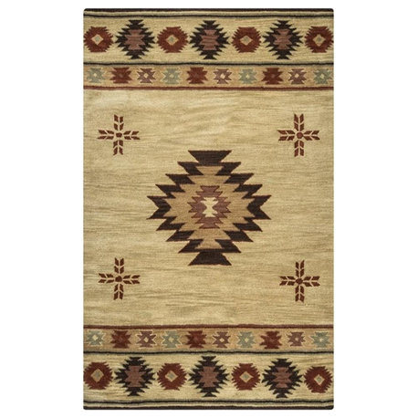 Alora Decor Ryder 3' x 5' Tribal Khaki/Brown/Burgundy/Sage Hand-Tufted Area Rug