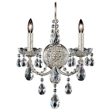 Sonatina 2-Light Wall Sconce in Silver With Clear Heritage Crystal