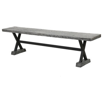 GDF Studio Lavelle Gray Dining Benches, Set of 2