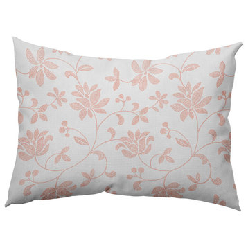 Traditional Floral Polyester Indoor Pillow, Blush, 14"x20"