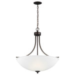 Generation Lighting Collection - Geary Large 4-Light Pendant, Burnt Sienna - Adaptability takes center stage with the Geary Collection. This series of traditional up-light pendants, semi-flush and flush-mount fixtures feature decoratively bowed arms and constructed of rectangular steel tubing. Geary is a true cross-collection piece, offered in four beautiful finishes Blacksmith, Brushed Nickel, Burnt Sienna and Heirloom Bronze. The Geary has a universal appeal matching 24 different Sea Gull Lighting interior collections. Offering subtle style with practical design, Geary is at home in almost any room. The fixtures have a fluid movement with a traditional look to complement a wide range of decor.