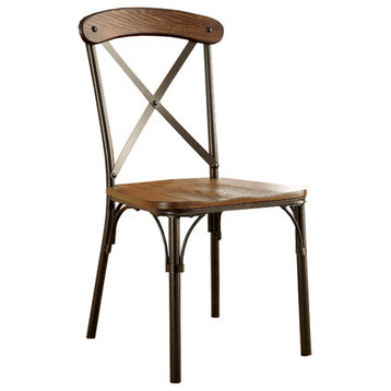 Crosby Industrial Side Chair, Bronze Finish, Set Of 2