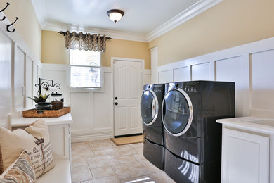 Inspiration for a transitional laundry room remodel in Orange County