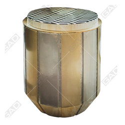 BRASS AND NICKEL TABLE WITH BLACK BONE TOP - Furniture