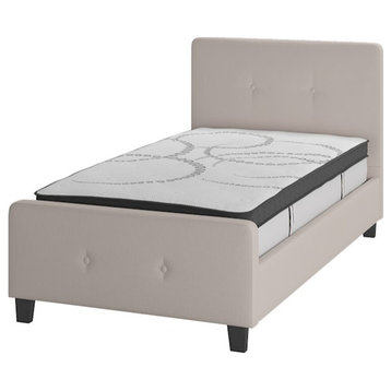 Flash Furniture Tribeca Twin Platform Bed Set, Beige, HG-BM10-17-GG