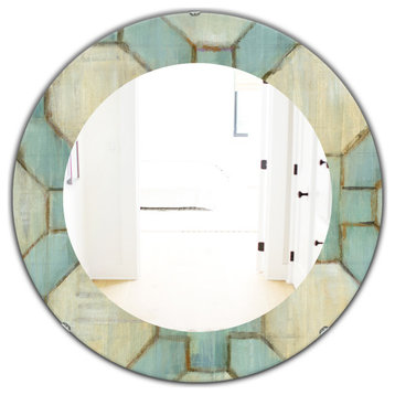 Designart Geometric Title Element Frameless Oval Or Round Wall Mirror, 32x32
