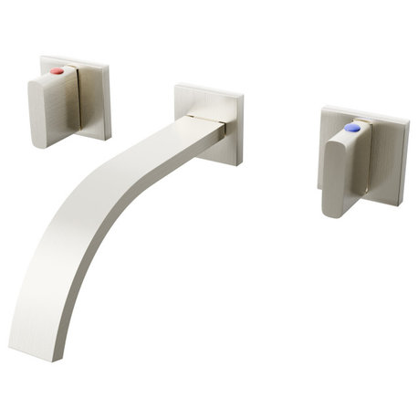Novatto NBF-W02 Dekker Two Handle Wall Mount Bathroom Faucet Series, Brushed Nickel