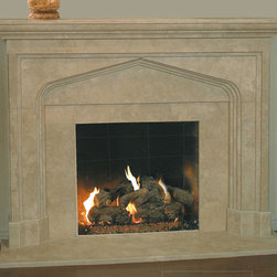Cynthia #310 Hand Carved Natural Stone Fireplace Mantel - Indoor Fireplaces