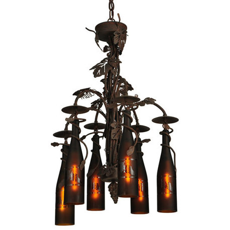 20W Tuscan Vineyard 6 Wine Bottle Chandelier