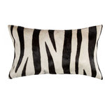 homeroots home decor - 12"x20"x5" Zebra Black On Off White Cowhide Pillow - Excellent design and luxurious style characterize the profile of this cowhide pillow. Our pillow is gorgeously hand-cut and hand-stitched from the finest Indian cowhide to display a distinguished mottling and uniqueness that resonates. It features a concealed zipper closure that adds charms to the overall design and makes the cover easily removable for cleaning. This stunning accent piece is organic and it is hand tufted to transform the look and feel of any room. - 100% natural indian cowhide - Soft microsuede backing - Naturally soft and smooth pile - Polyfil insert - Hidden zipper closure - Hand tufted - Durable construction and enduring design - Rectangular shape is perfect for layering with other pillows - Since this is a naturally made product, size and/or color may vary slightly - Professional dry cleaning is recommended to maintain the integrity of the product as dyed colors may bleed