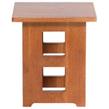 Mission Solid Oak Square End Table with Cut Outs - Michael's Cherry (MC1)