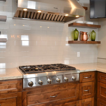 Full-Height Backsplash with White Porcelain Tile