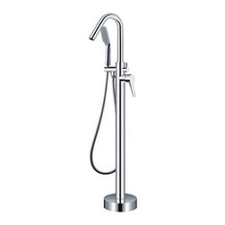 One Handle with Diverter Floor Mount Tub Filler Faucet with Hand Shower Chrome F - Products