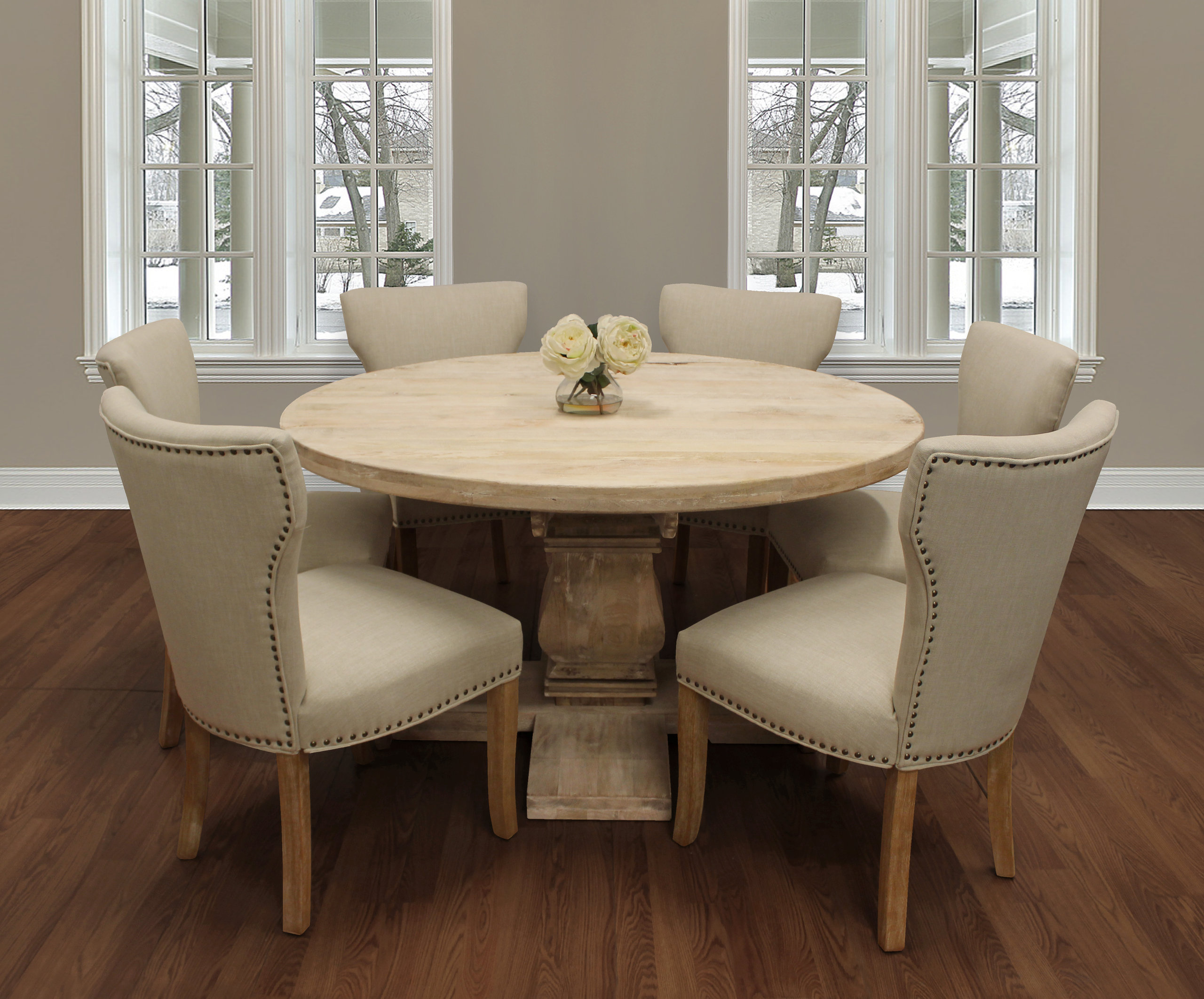 Jill Linen Upholstered Dining Chairs with Solid Wood Legs- Set of 2 ...