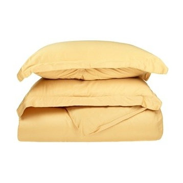 3PC Solid Breathable Duvet Cover & Pillow Sham Set, Gold, Full/Queen
