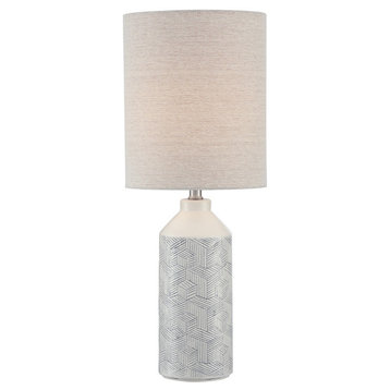 Table Lamp, Beige Ceramic With Linen Fabric Shade