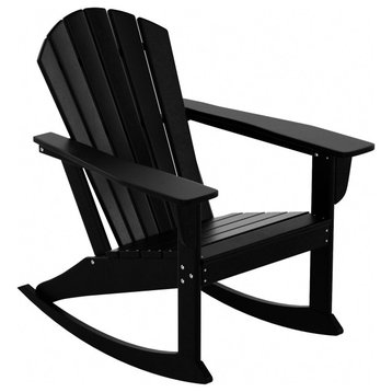 WestinTrends Outdoor Patio Poly Lumber Adirondack Porch Rocking Chair Rocker, Black