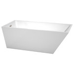 Wyndham Collection - Hannah 67" Freestanding White Bathtub, Brushed Nickel Drain and Overflow Trim - The Hannah soaking tub is inspired by the hard edges and lines of modern architecture. The asymmetrical shape is clean and geometric, lending a beautiful minimalist, yet updated, feel to the modern bathroom. Built to last and always warm to the touch, Wyndham Collection bathtubs are a perfect place to melt away tension and stress, leaving you refreshed, recharged and renewed. Manufacturing Model #: WCBTK150167BNTRIM