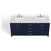 The Savoy Bathroom Vanity, Monarch Blue, 72", Double, Without Mirror, Freestanding