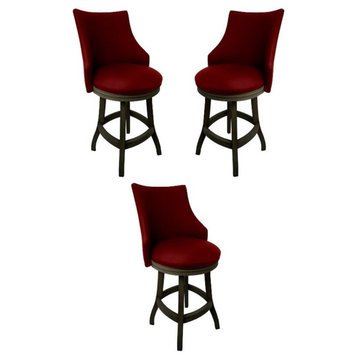 Home Square 26" Wood Counter Stool in Red & Dark Shadow - Set of 3